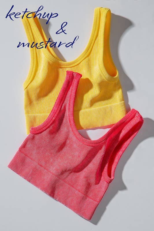 Mineral Wash Ribbed Scoop Neck Crop Tank Top: HAZEL / S-2/M-2/L-2