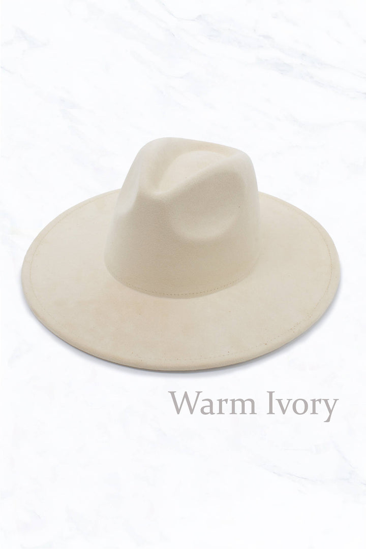 Suede Large Eaves Peach Top Fedora Hat: Warm Ivory