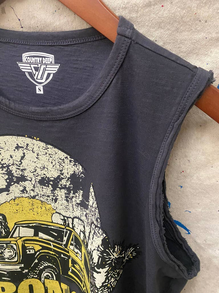 Bronco vintage Muscle Crop Tee: Vintage Black
