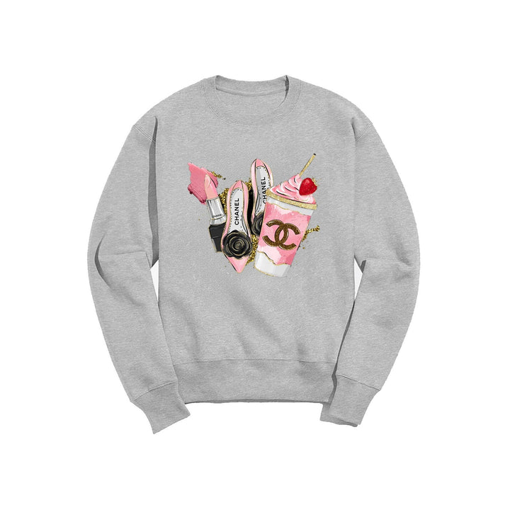 HUC-L4643 FASHION SHOSE GRAPHIC SWEATSHIRT: BLACK / M