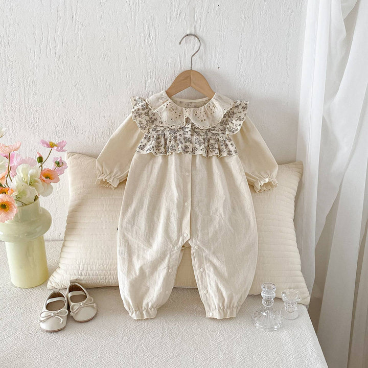 Baby Floral Ruffle Eyelet Lace Jumpsuit Romper