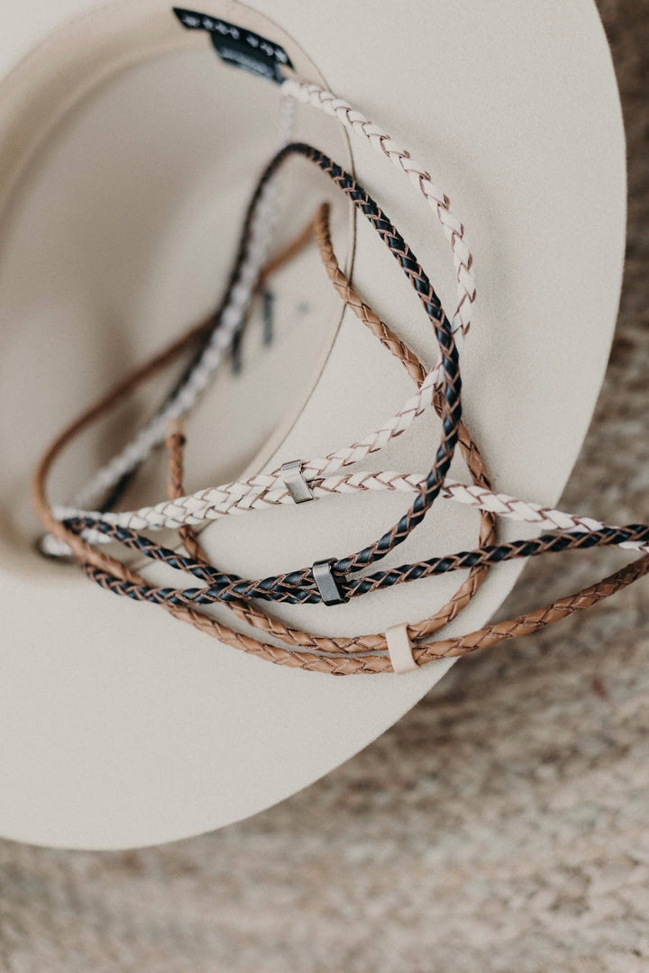 Genuine Leather Braided Hat Band: Saddle
