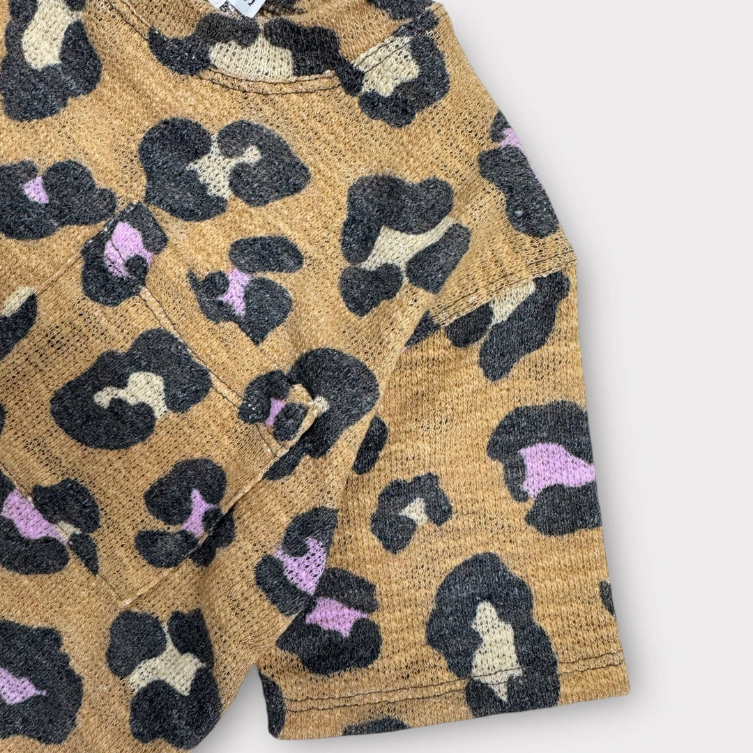 Kids Lazy Leopard Pocket Tee – Boxy Knit: M (3-4yr)