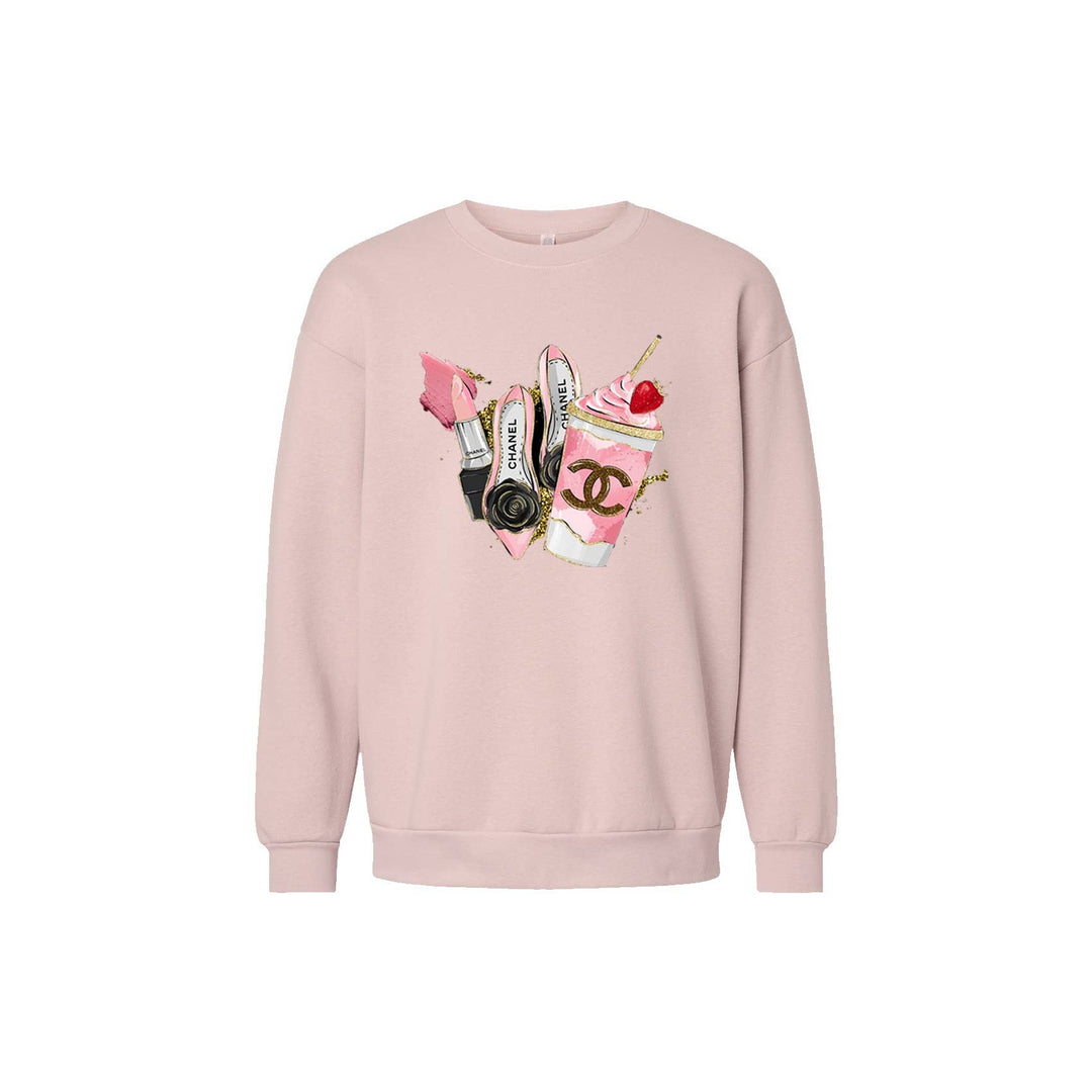 HUC-L4643 FASHION SHOSE GRAPHIC SWEATSHIRT: BLACK / S