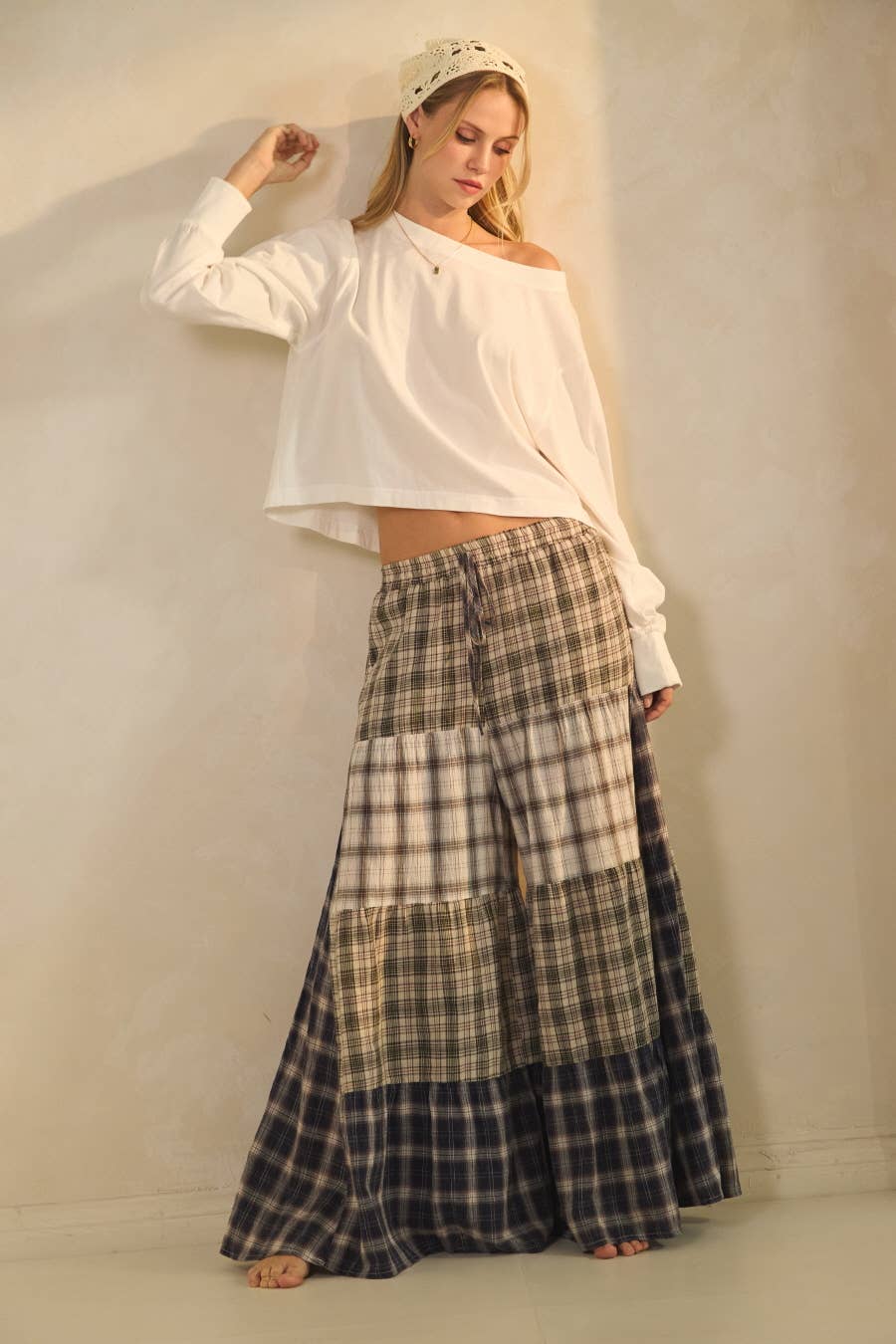 Relaxed Patchwork Pants Blue