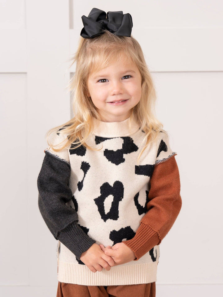 Mom & Me Tan Leopard Mock Neck Sweater: Girl / L(4yrs)