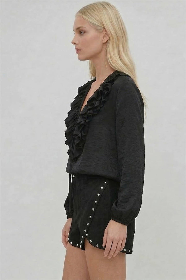 HEAVY WEIGHT STUDDED FAUX SUEDE SHORTS