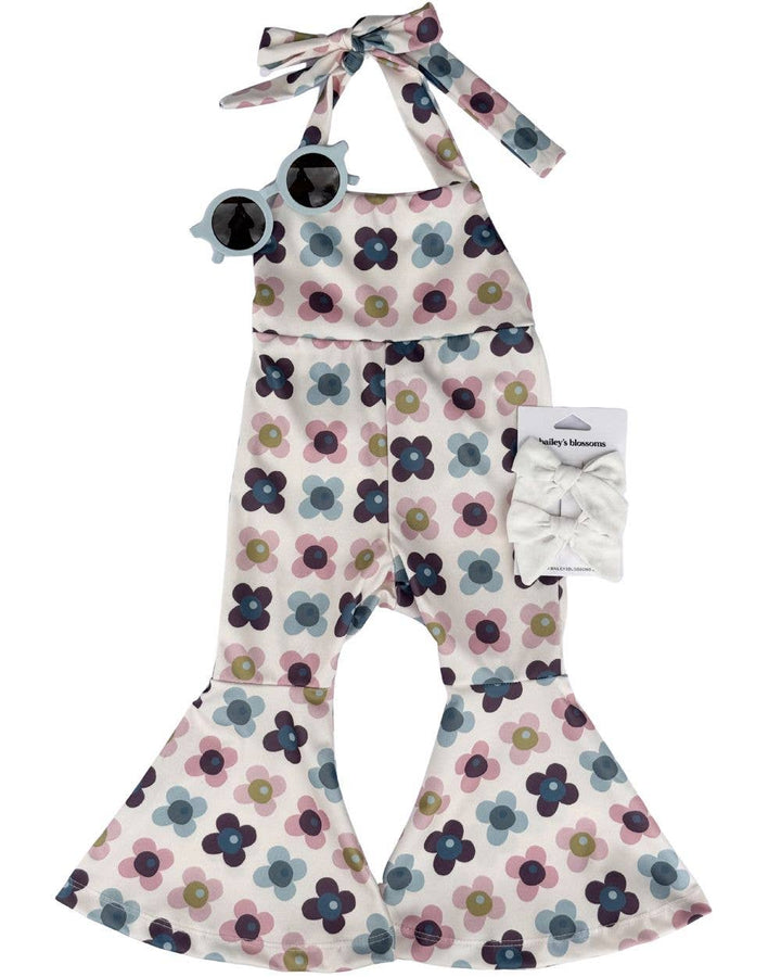 Andi Pleated Bell Bottom Jumpsuit Petal Patch Girls