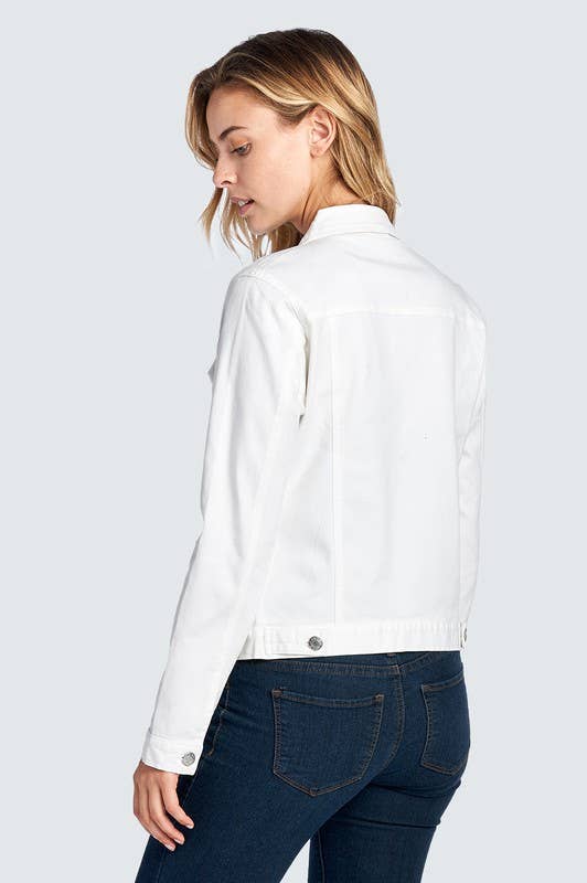 Ladies Denim Jacket: White / S / LDJ-001-white