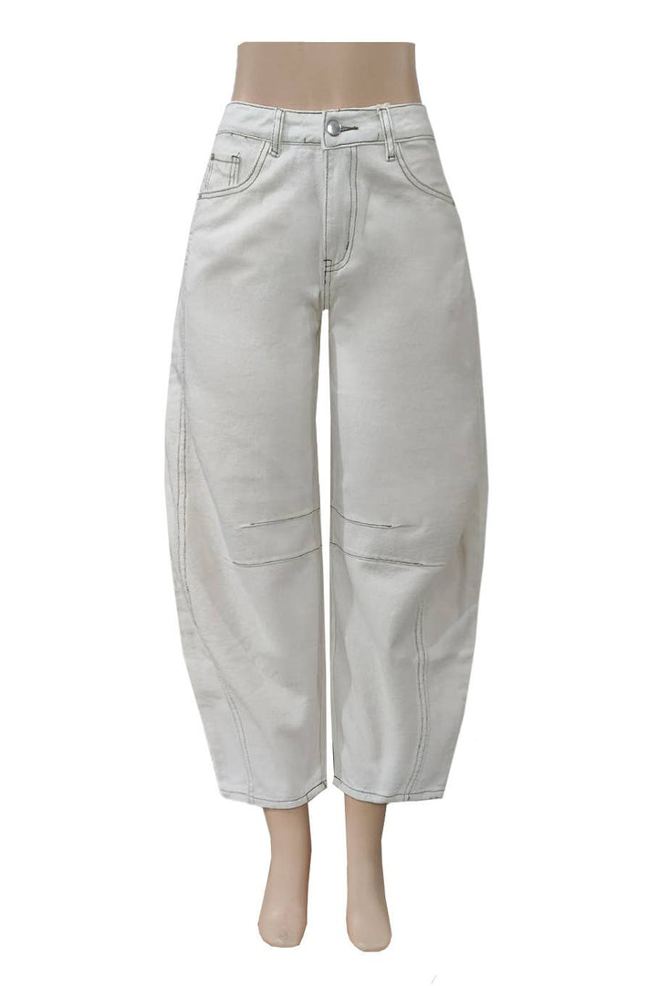 Slouchy Curved leg shape Barrel Jeans: Camel / L