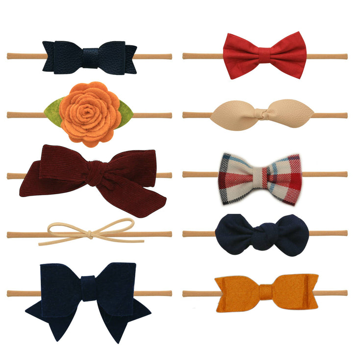 Nylon Newborn Baby Girl Headbands 10 Pcs Brooklyn Collection