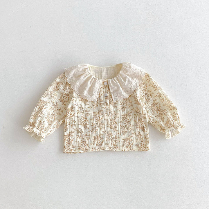 Vintage Floral Baby Romper with Peter Pan Collar