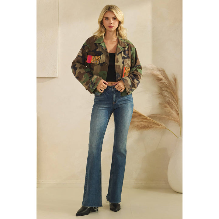 Camo jacket with Tiger Print contrast: Camo / M