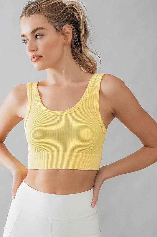 Mineral Wash Ribbed Scoop Neck Crop Tank Top: HAZEL / S-2/M-2/L-2