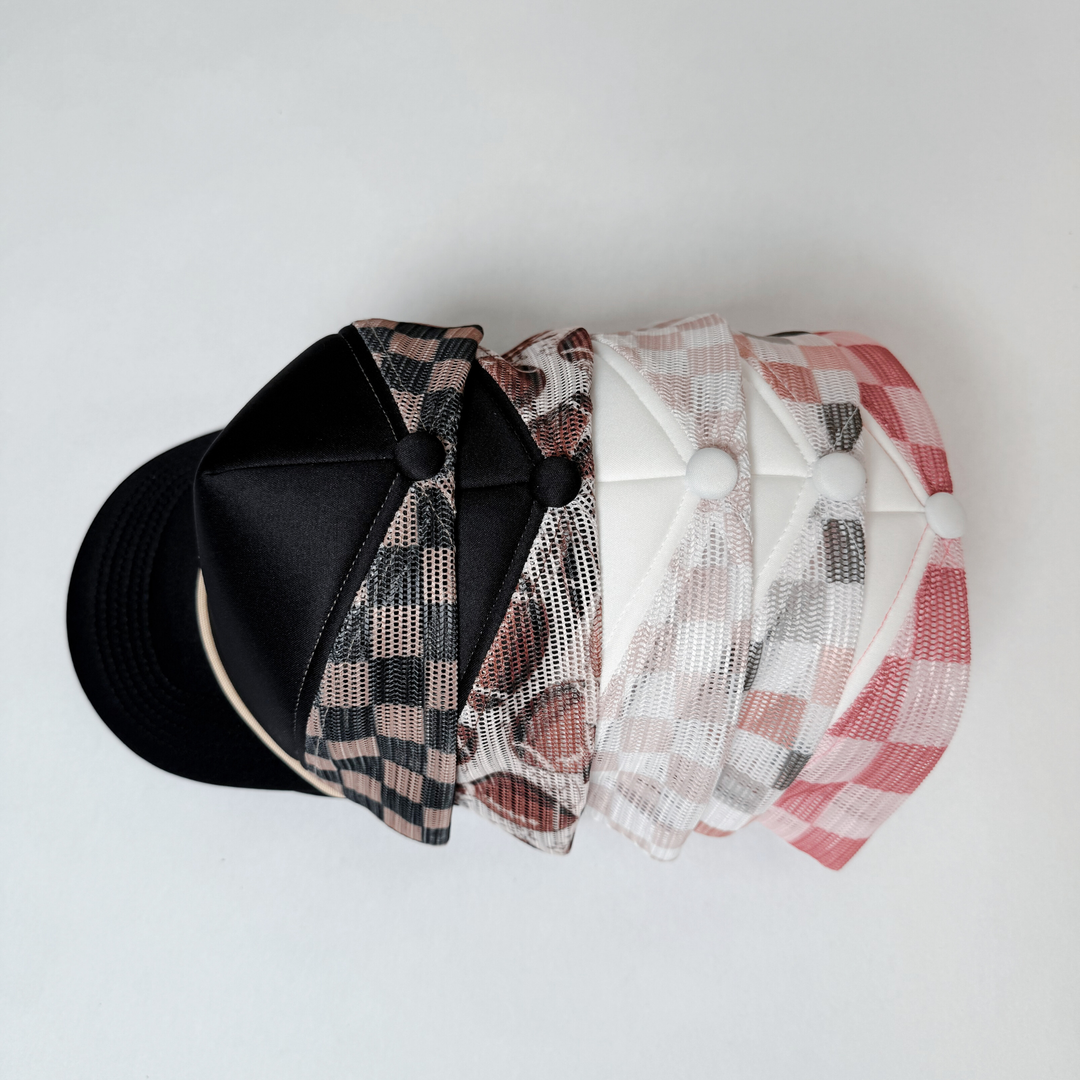 TRUCKER HAT BLANK - Neutral Multicolored Checkered