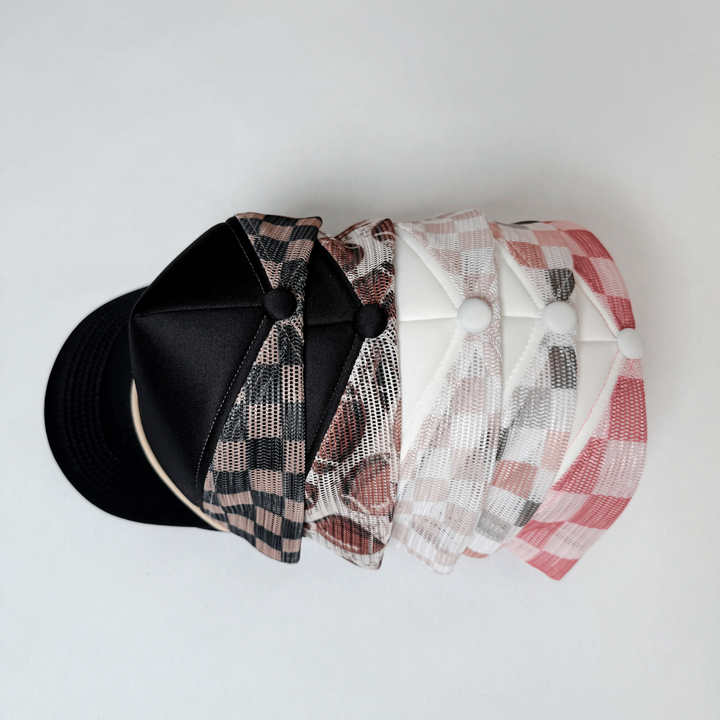 TRUCKER HAT BLANK - Neutral Multicolored Checkered