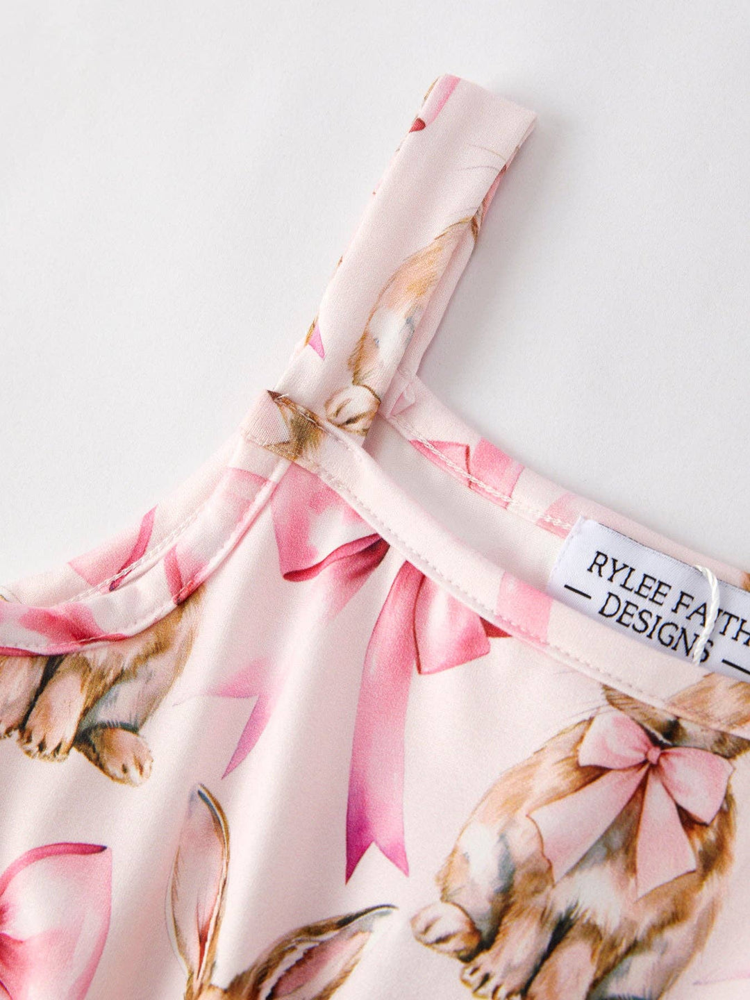 Pink Easter Bunny Bow Print Girls Sling Flared Jumpsuit