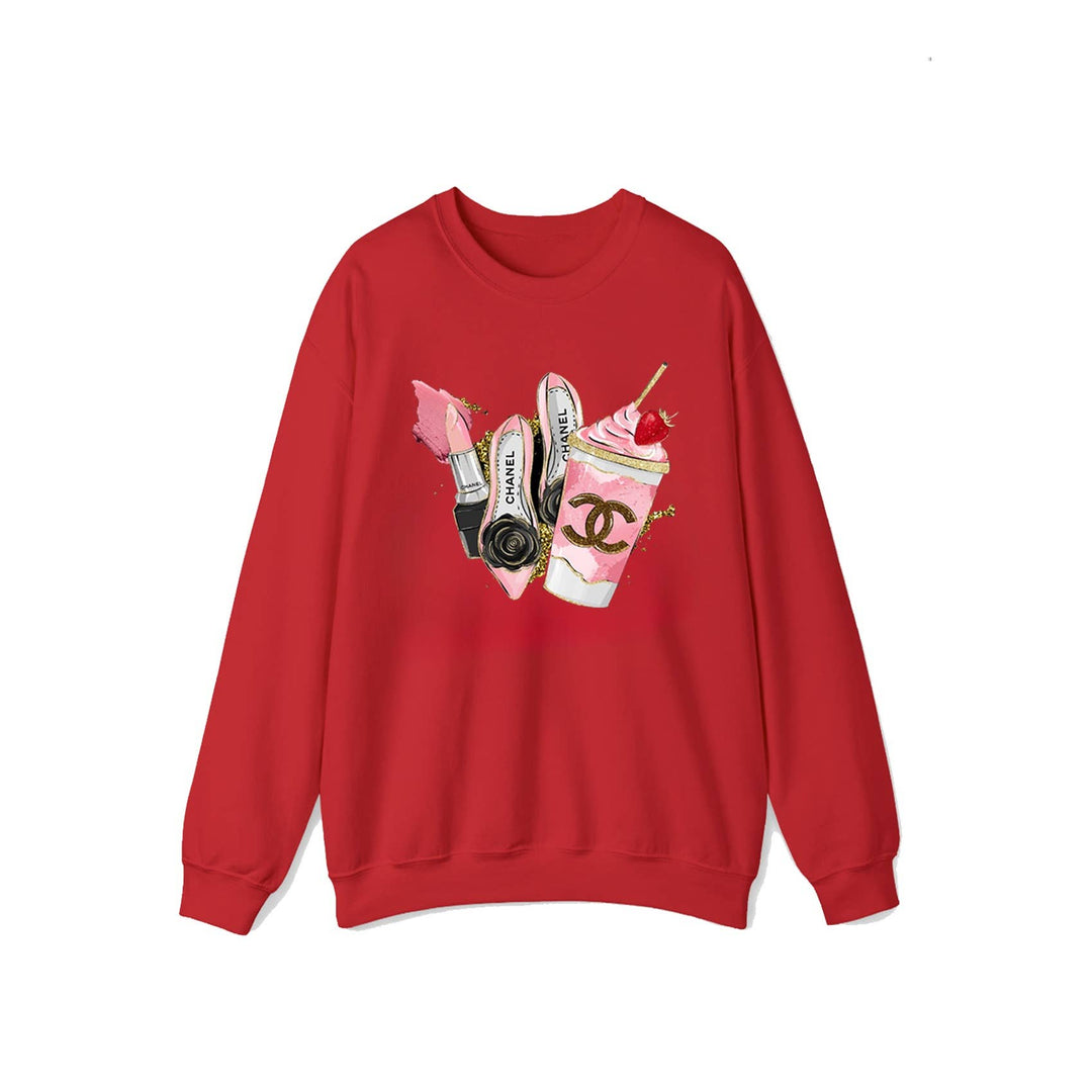 HUC-L4643 FASHION SHOSE GRAPHIC SWEATSHIRT: BLACK / S