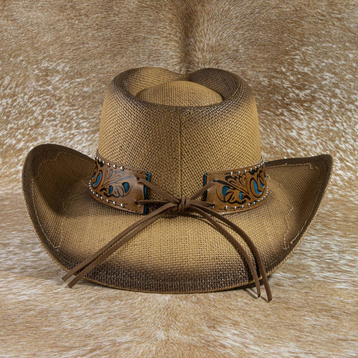 Studded Tooled Band Western Cowboy Hat