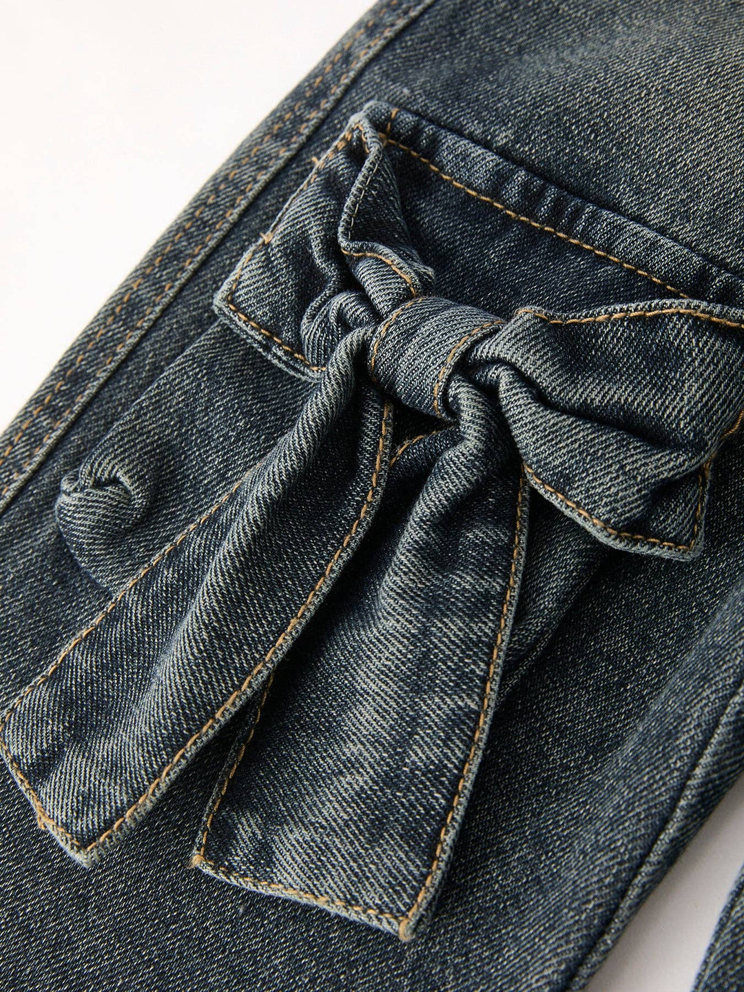 Girls Bow Stretch Wide-Leg Jeans: 3 / Black