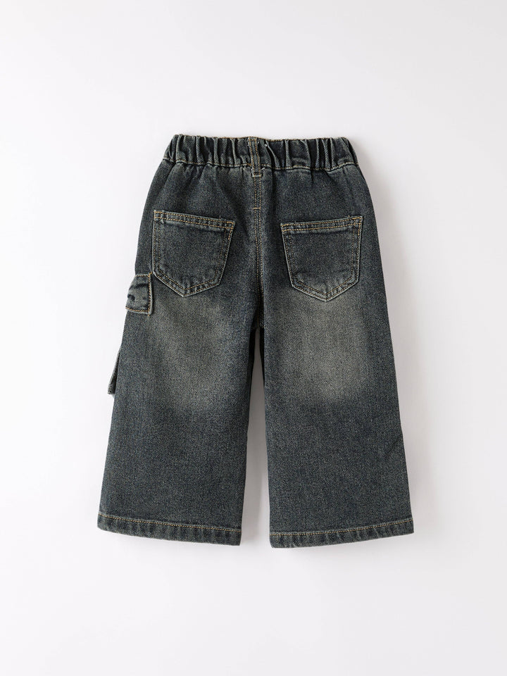 Girls Bow Stretch Wide-Leg Jeans: 4 / Black