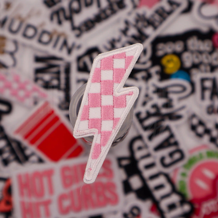 CHECKER LIGHTNING BOLT patch: PINK