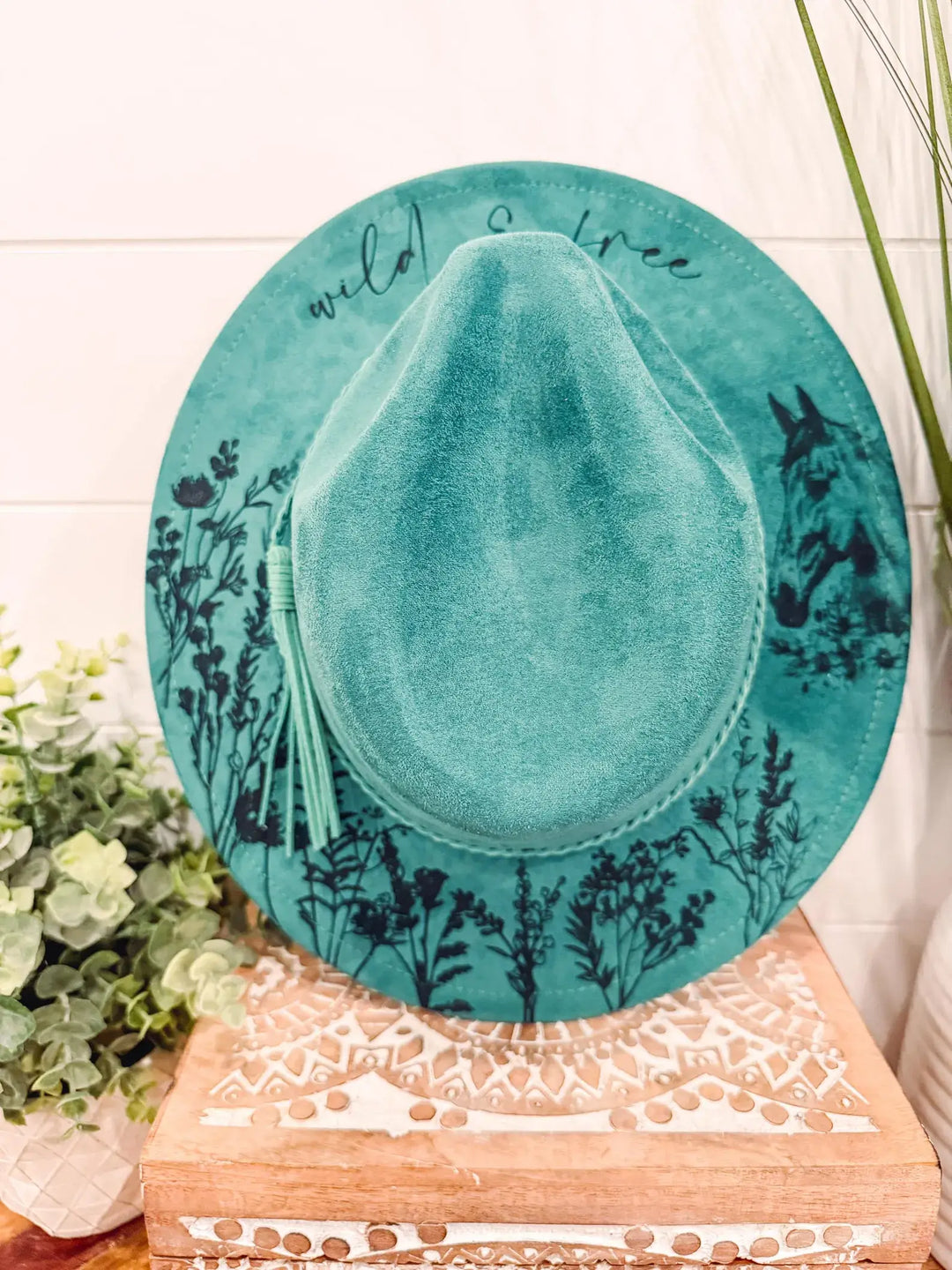 Youth Floral Burned Hat: Ivory