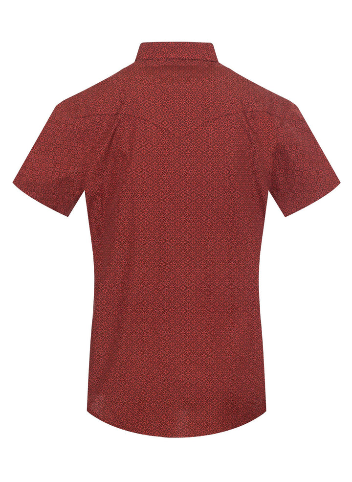 Men's Short Sleeve Pearl Snap Print Shirt-PS100S-1096: XL