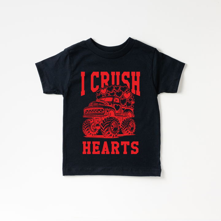 I Crush Hearts Monster Truck Valentines Day Kid Shirt    : Natural
