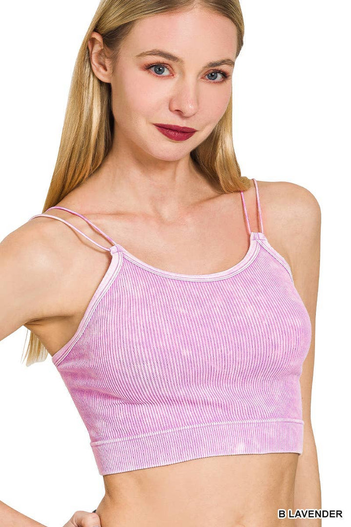Washed Ribbed Seamless Double Strap Brami