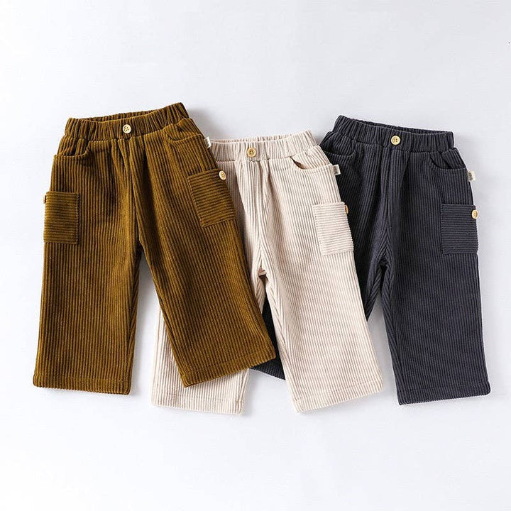 Spring and Autumn Arrival Baby Kids Unisex Solid Color Casual Corduroy Pants: Beige / 2-3yr