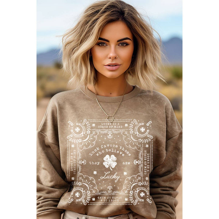 THEY ARE LUCKY MINERAL GRAPHIC SWEATWHIRTS: Mineral Olive