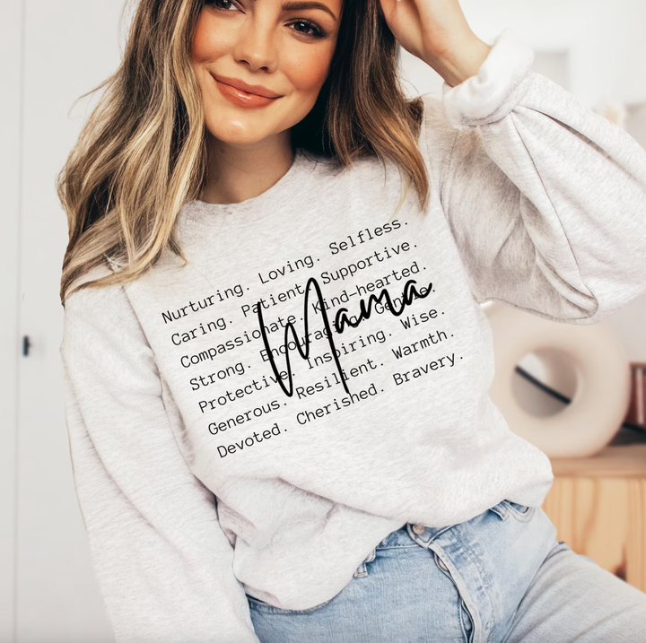 Mama Words Crewneck Sweatshirt : Black / X-Large