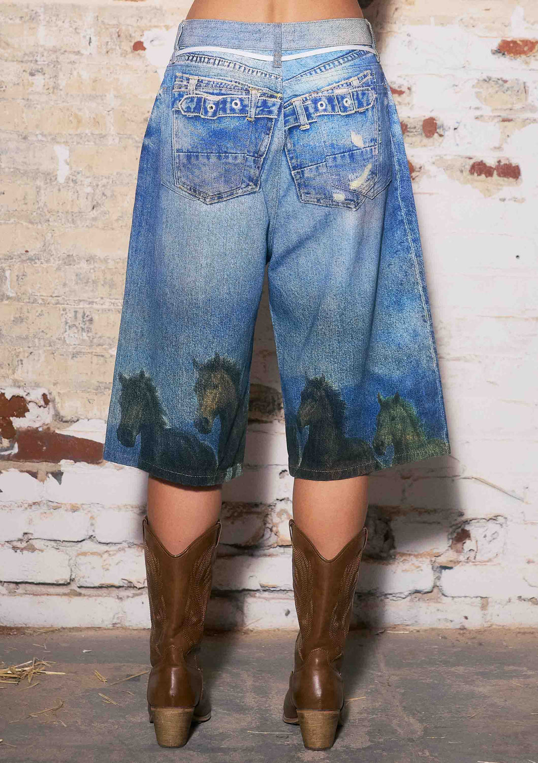 Digital Horse Print Jorts: Horse