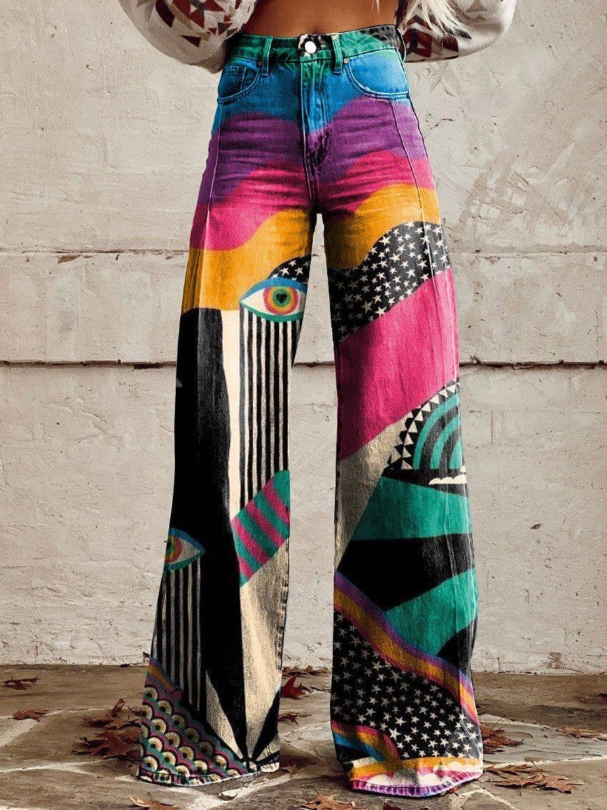 Bronc Rider Women's Wide Leg 3D Heat Transfer Printing Long Pants: 9 / S