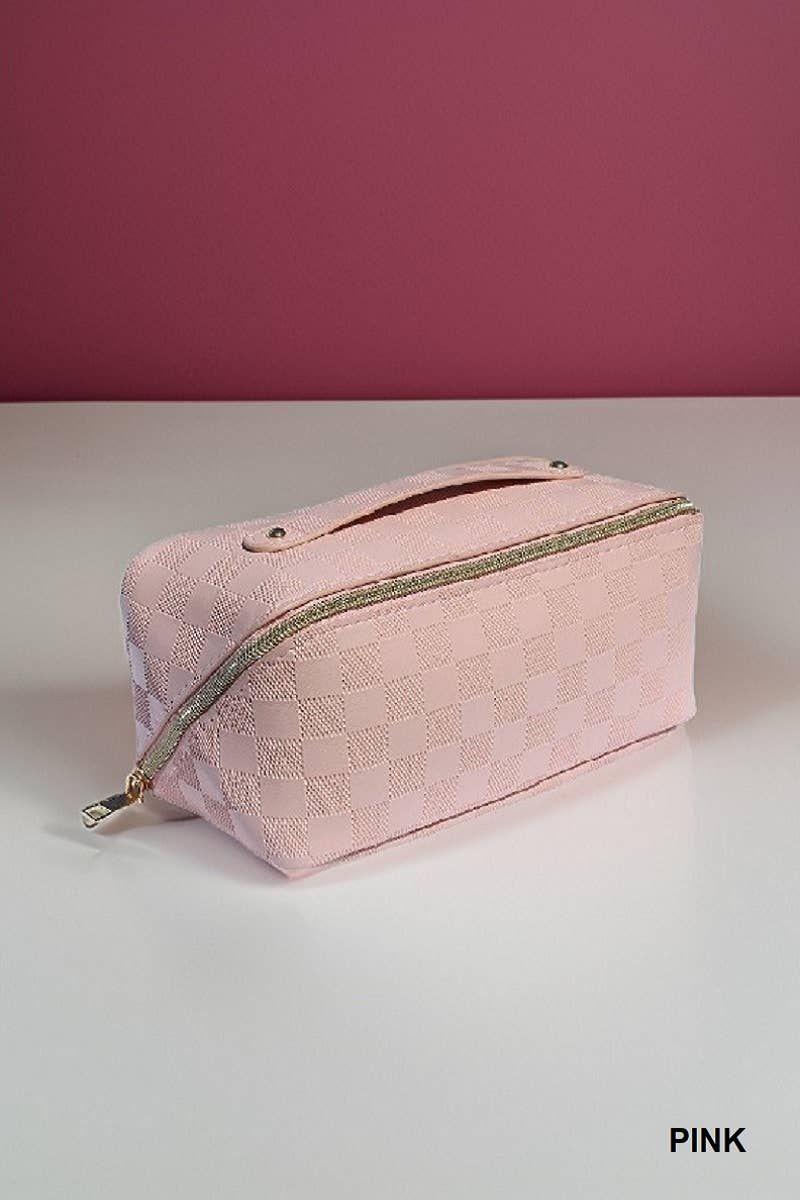 VEGAN LEATHER MAKEUP BAG SOLID BAG: BLACK-165452 / OS