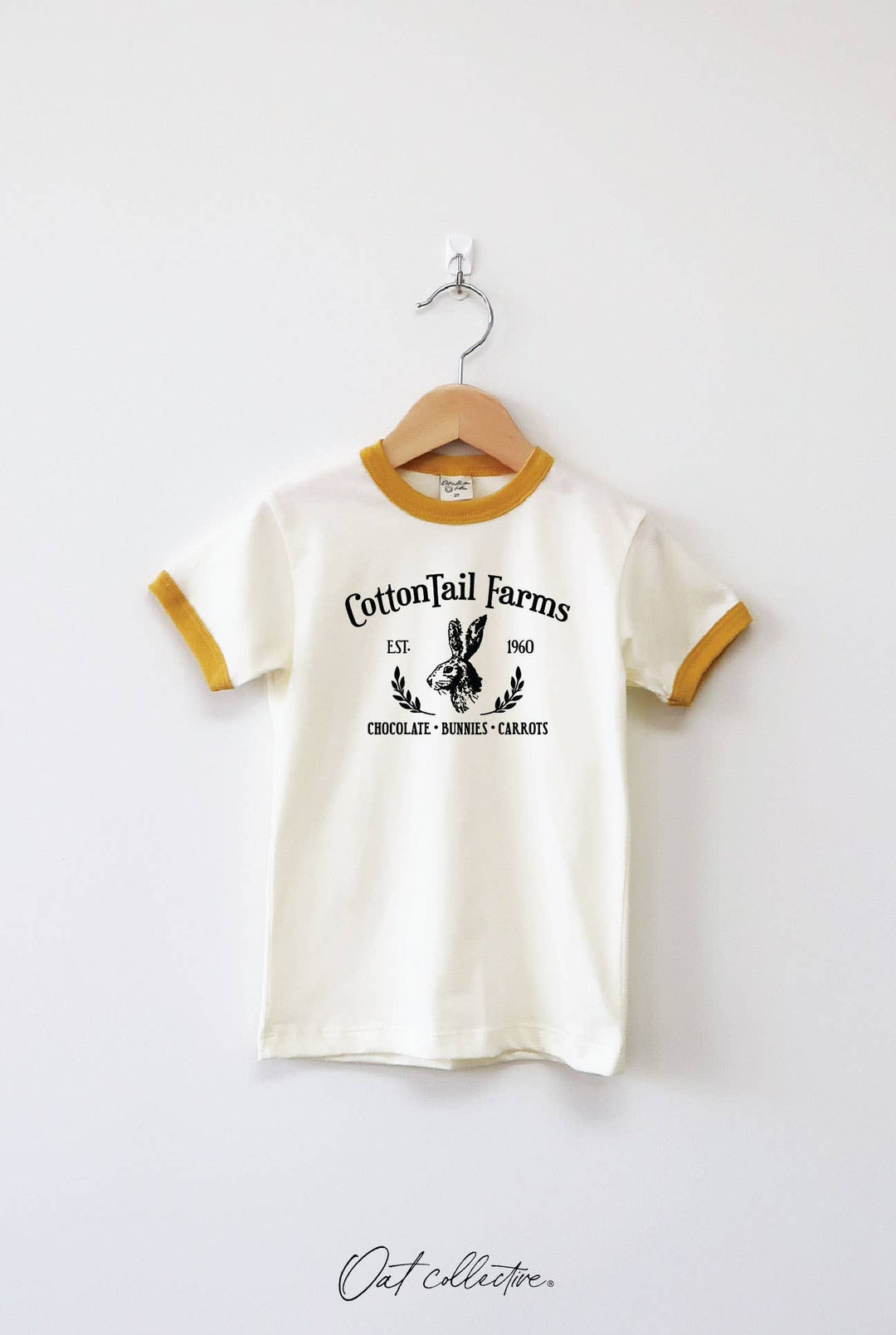 COTTONTAIL FARMS Toddler Unisex Ringer Top : NATURAL/MUSTARD
