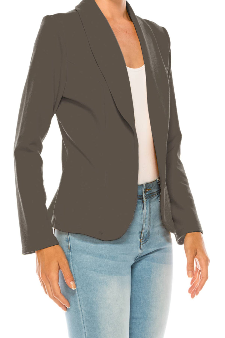 Women's Casual Office Work Long Sleeve Open Front Blazer: White / Small