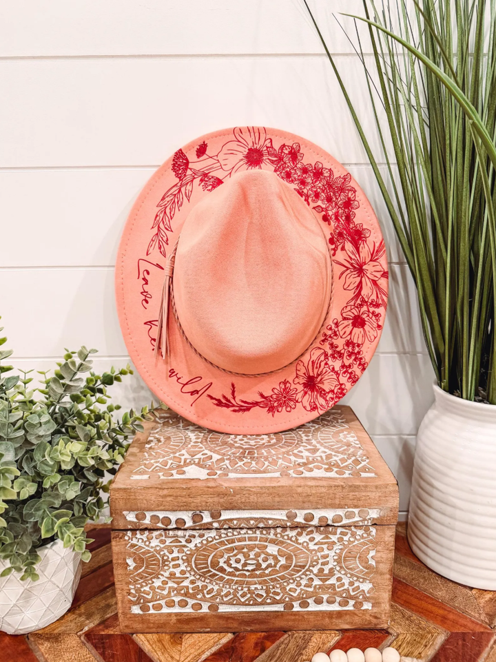 Youth Floral Burned Hat: Ivory