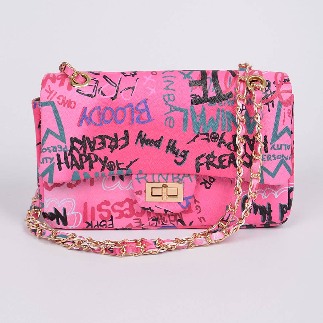 Graffiti Gradiating Clutch: Burgundy
