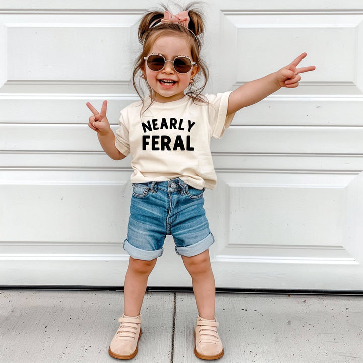 Nearly Feral TShirt for Wild Child, Nearly Feral Toddler  : Natural / Nearly Feral / 4T