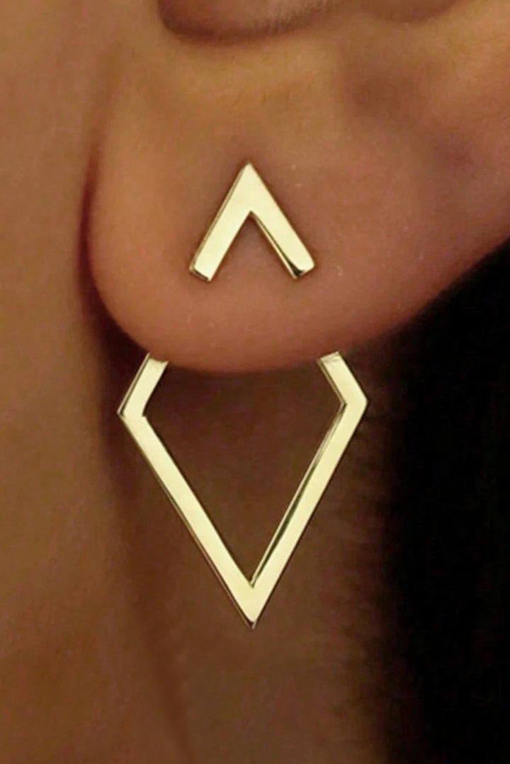 Gold Rhombus Shape Plated Alloy Stud Earrings