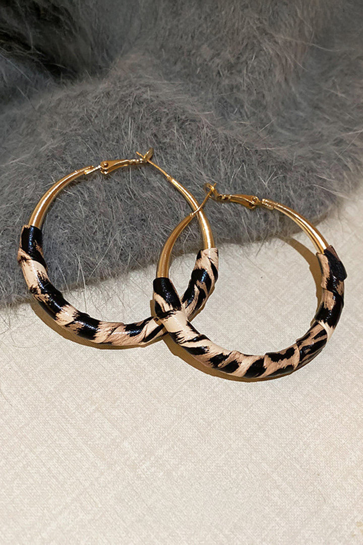 Gold Plated Leopard Detail Hoop Earrings