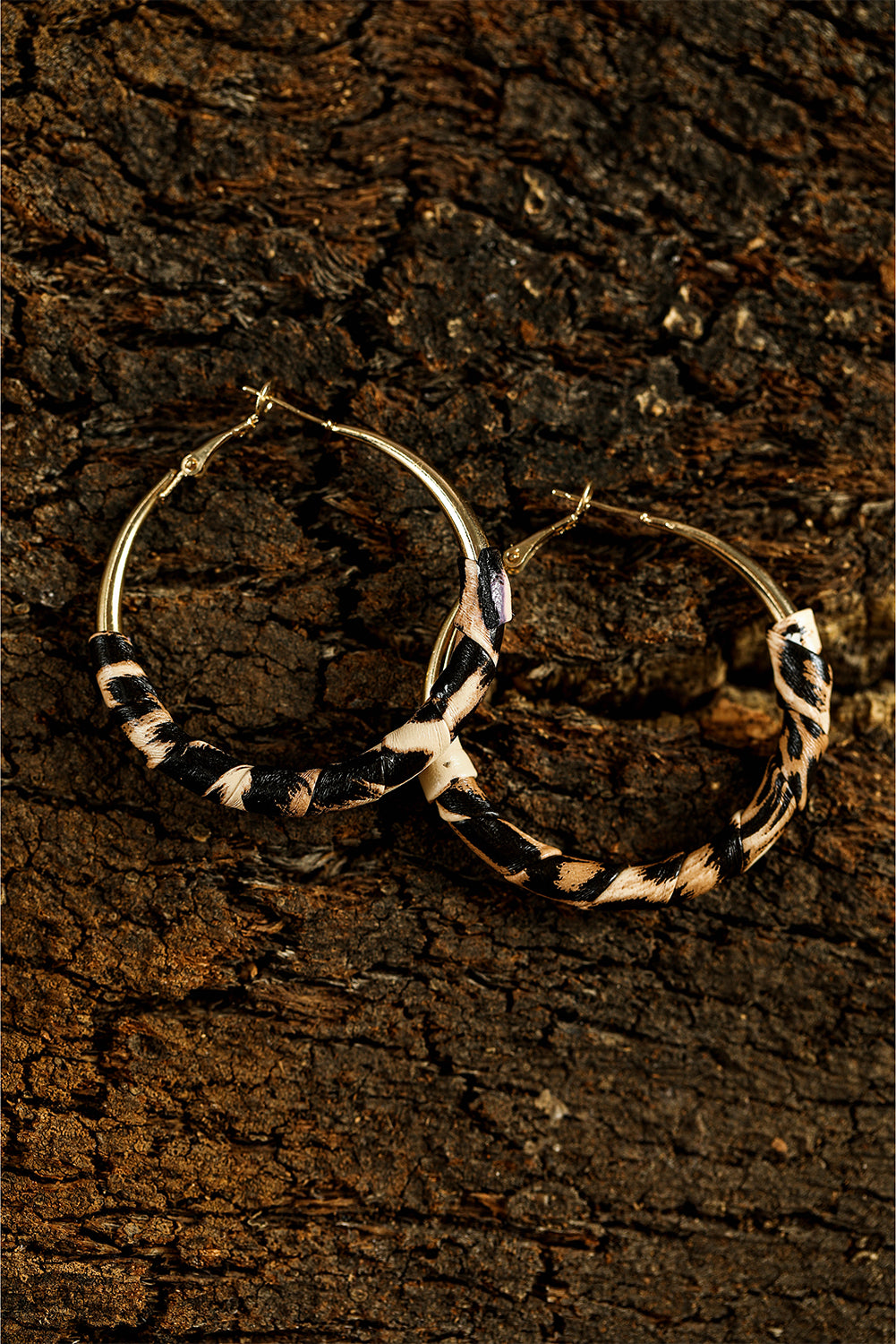 Gold Plated Leopard Detail Hoop Earrings