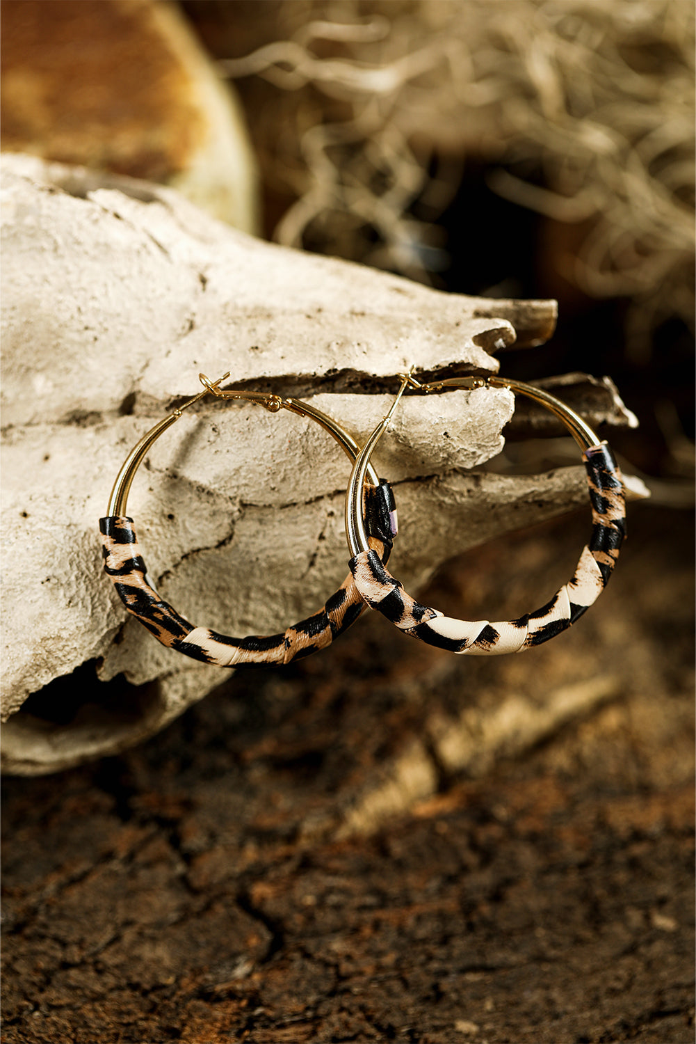 Gold Plated Leopard Detail Hoop Earrings