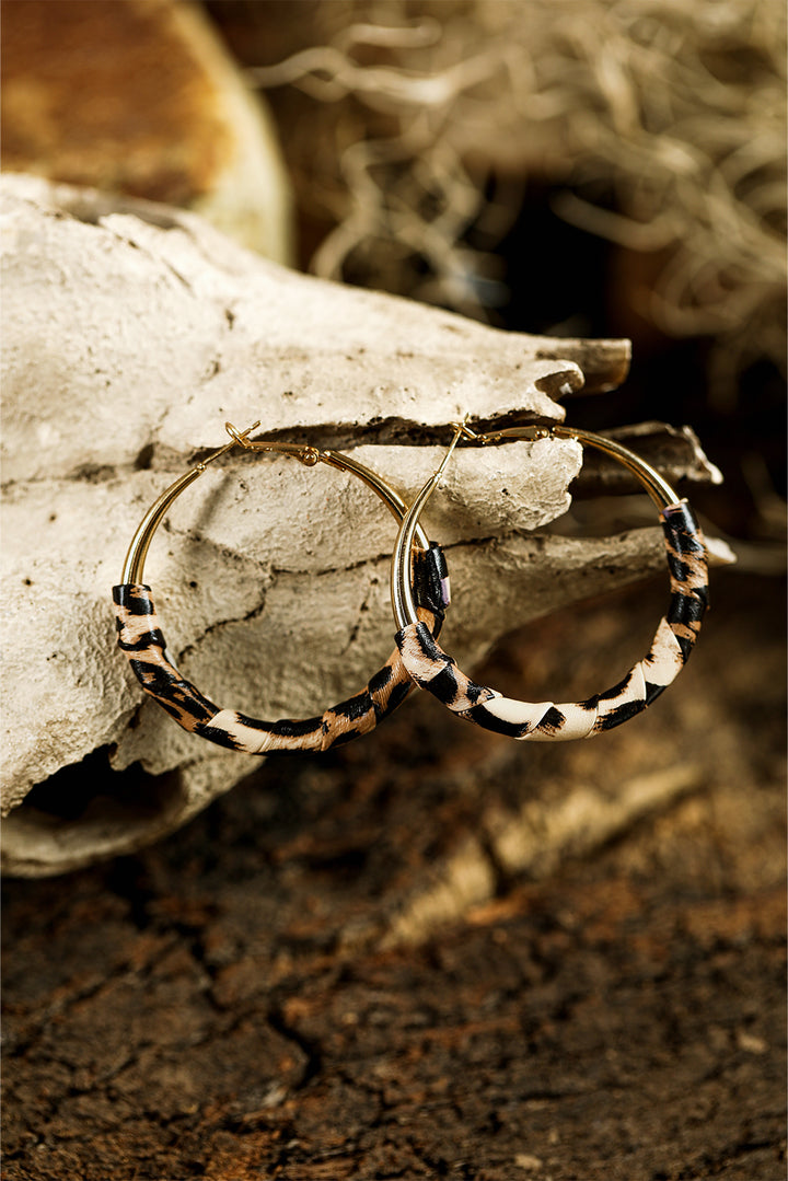 Gold Plated Leopard Detail Hoop Earrings