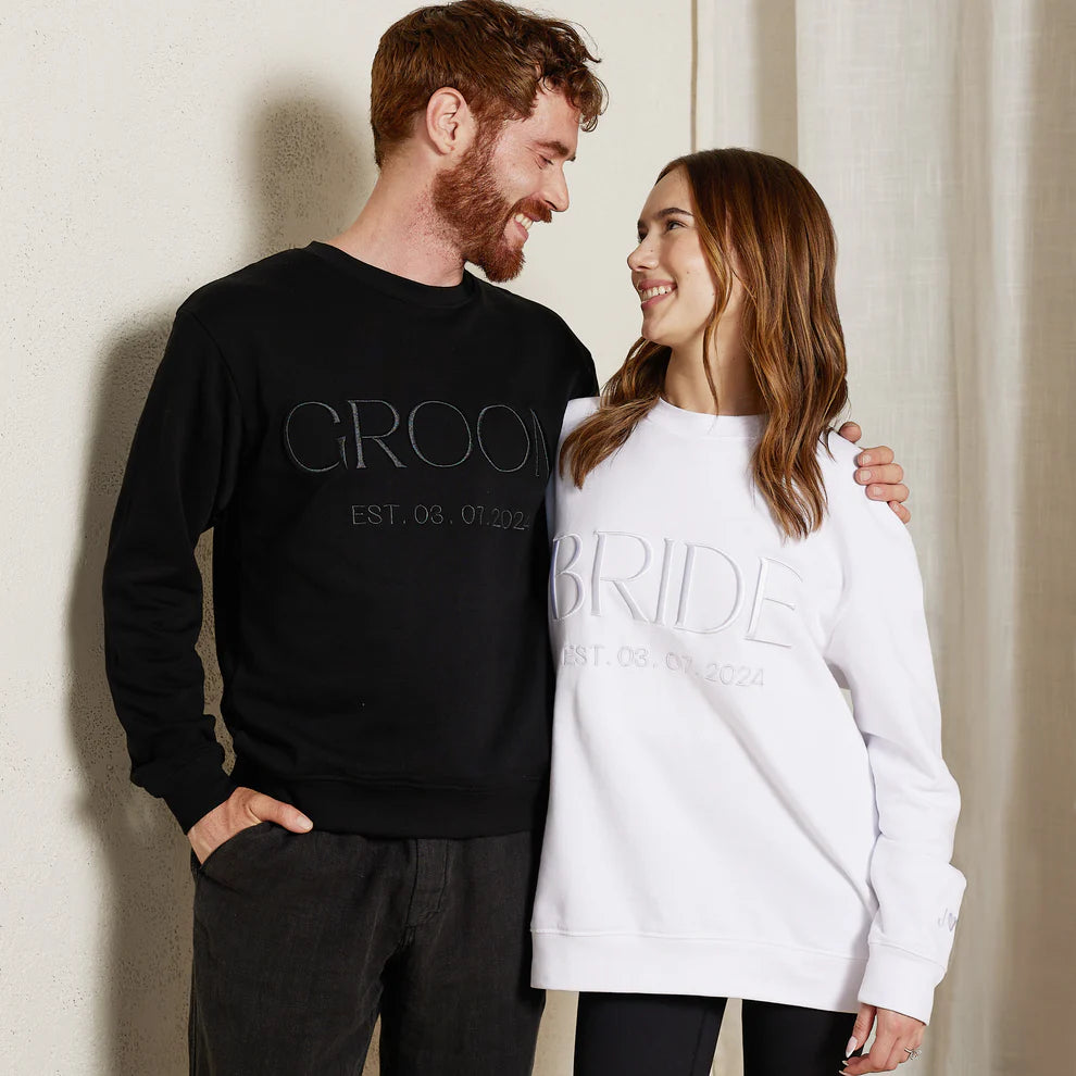 CUSTOM BRIDE AND GROOM SWEAT SUITS