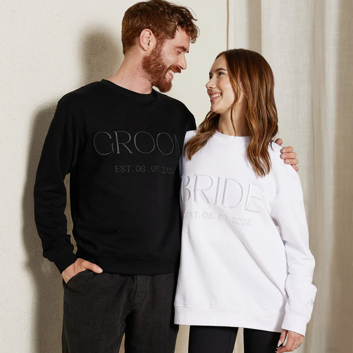 CUSTOM BRIDE AND GROOM SWEAT SUITS