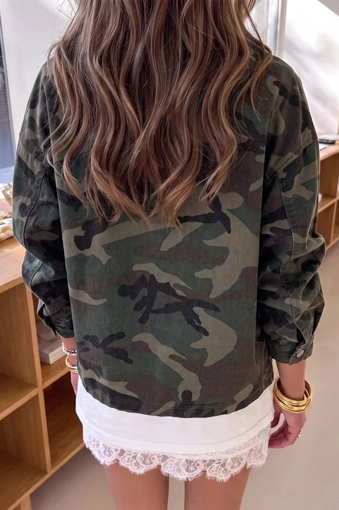 Camo Print Denim Jacket