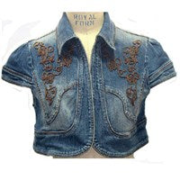 EMBELLISHED CROP DENIM